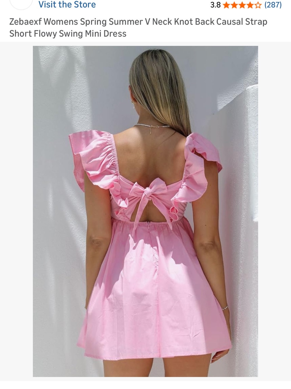Pink Ruffle V-Neck Mini Dress - Picture 3 of 5